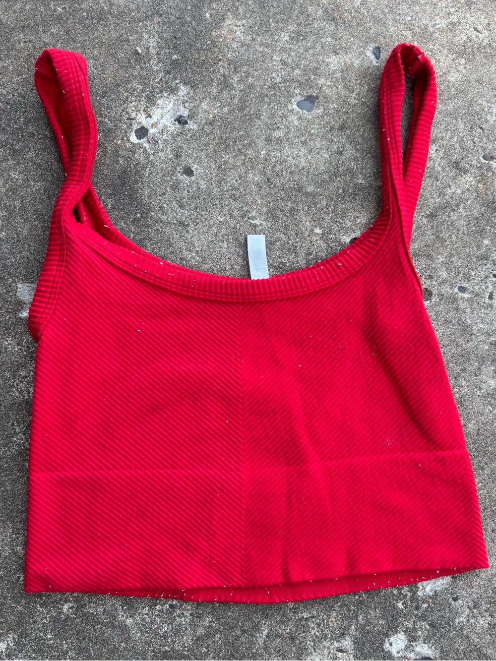 Nikibiki Red Ribbed Square Neck Crop Tank